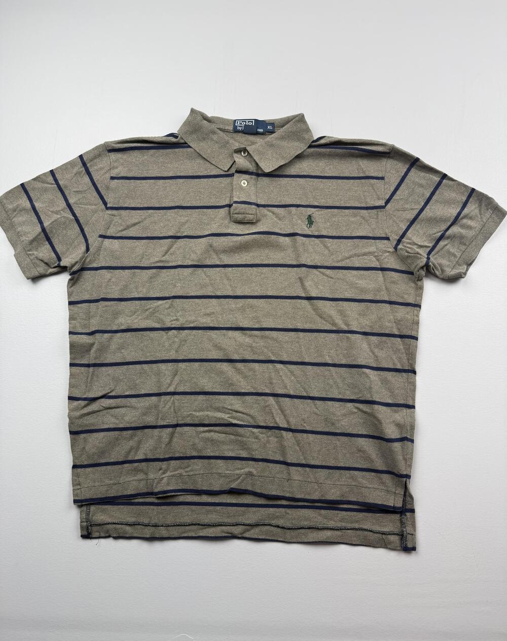 Polo By Ralph Lauren Polo Shirt Mens XL Beige Striped Pony Logo Casual Knit